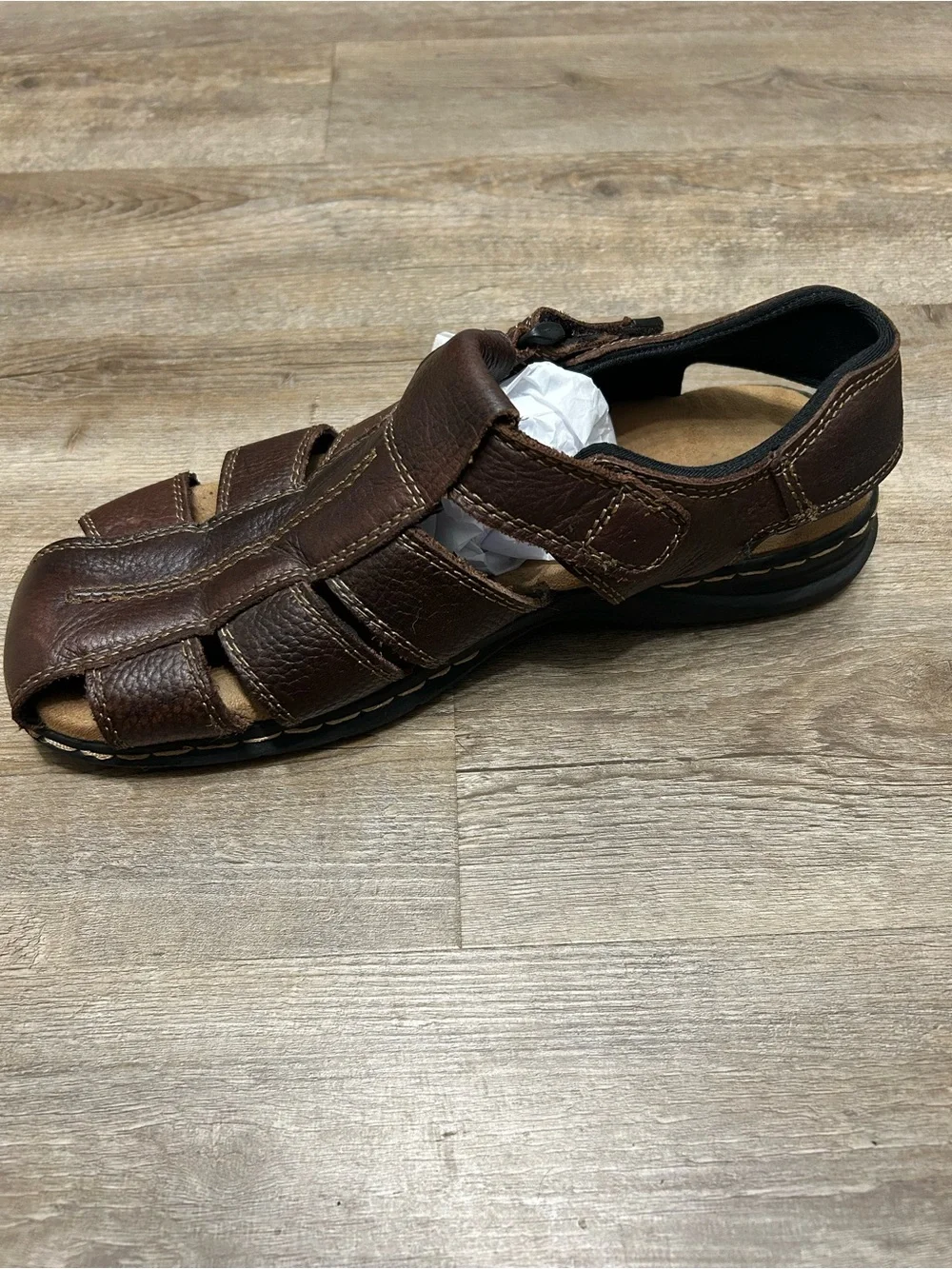 Dr. Scholl's Gaston Men's Size 12 Brown Leather Fisherman-Style Sandals